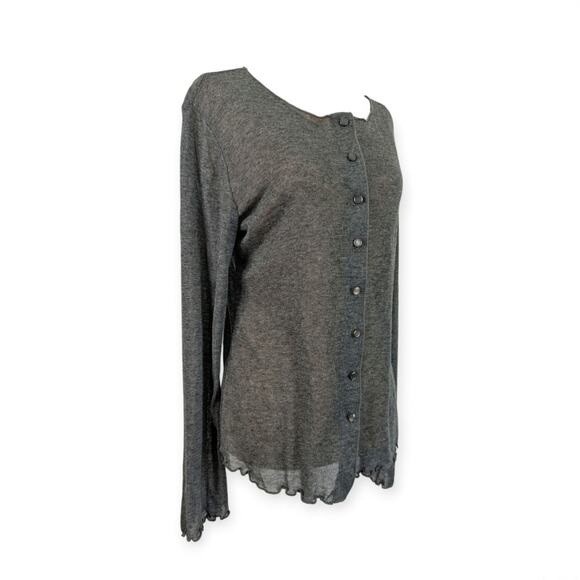 Studio Y 90s Y2K Sheer Cardigan with lettuce hems XL gray EUC - Picture 2 of 6